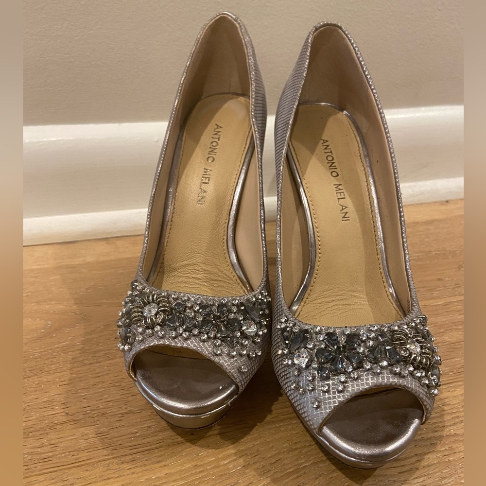 Antonio Melani Metallic Embellished Heels